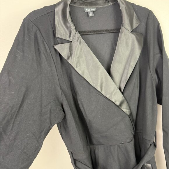 Torrid Tuxedo Wrap Skater Dress Black Long Sleeve Cocktail Party Size 16 - Picture 7 of 10